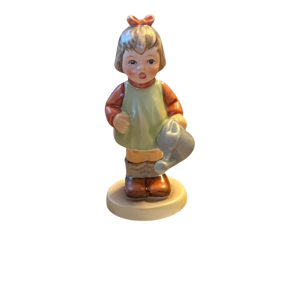 Hummel Charming Figurine with Green Dress and Red Bow “Nature’s Gift”